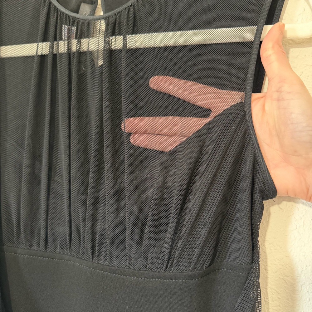 Cynthia Steffe Black Mesh Blouse with Long Ties - L - Picture 3 of 5